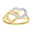 14kt Two-Tone Gold Womens Cubic-Zirconia Intertwined Hearts Ring
