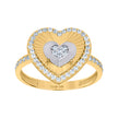 14kt Two-Tone Gold Womens Cubic-Zirconia Heart Ring