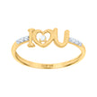 14kt Two-Tone Gold Womens Cubic-Zirconia I Love U Heart Ring