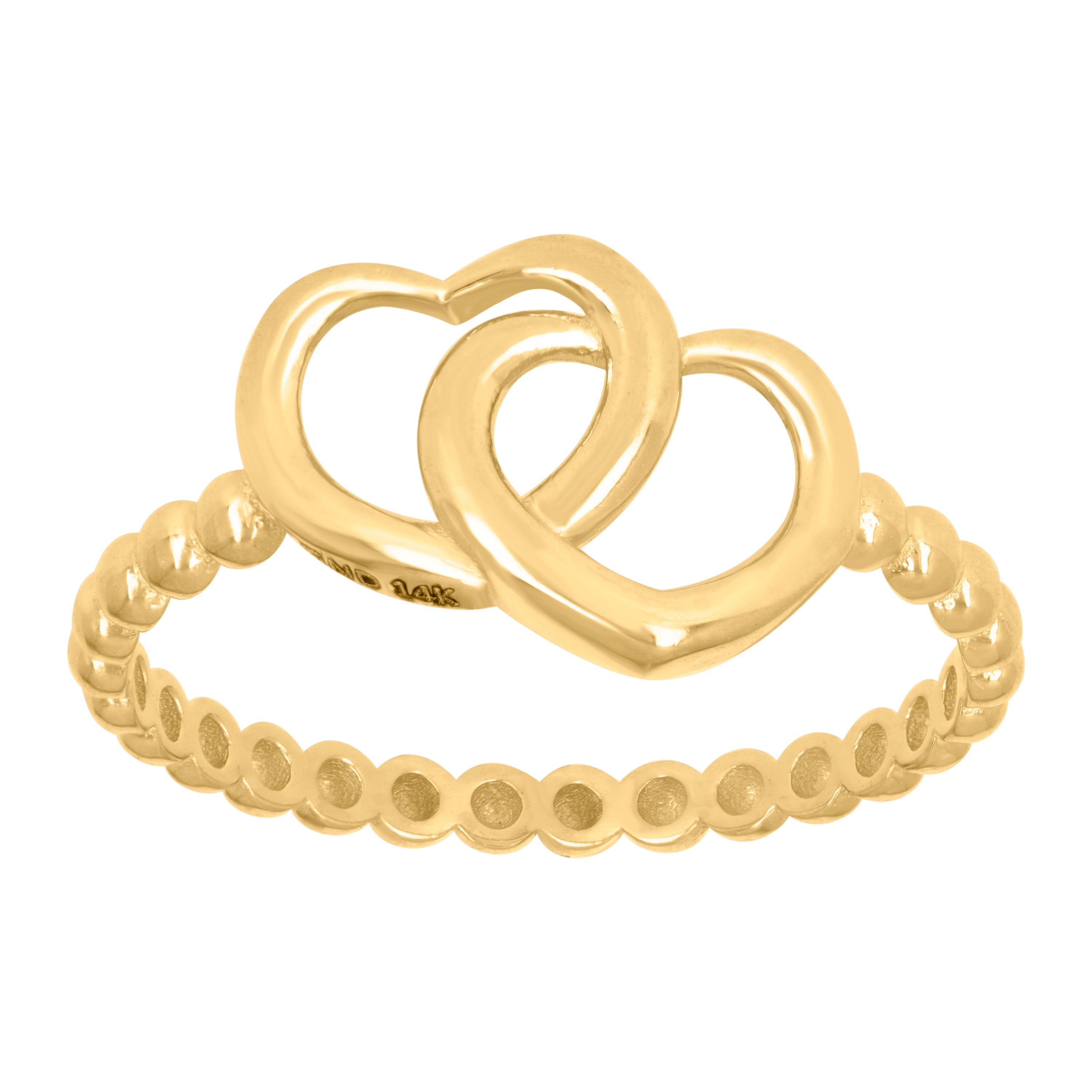 14kt Yellow Gold Womens Double Heart Ring