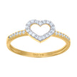 14kt Two-Tone Gold Womens Cubic-Zirconia Heart Ring