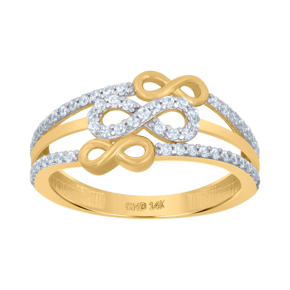 14kt Two-Tone Gold Womens Cubic-Zirconia Infinity Symbol Ring