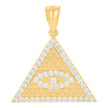 10kt Yellow Gold Mens Cubic-Zirconia Good Luck Evil Eye Pyramid Egyptian Charm Pendant