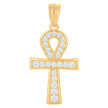 10kt Yellow Gold Womens Cubic-Zirconia Egyptian Ankh Cross Religious Charm Pendant