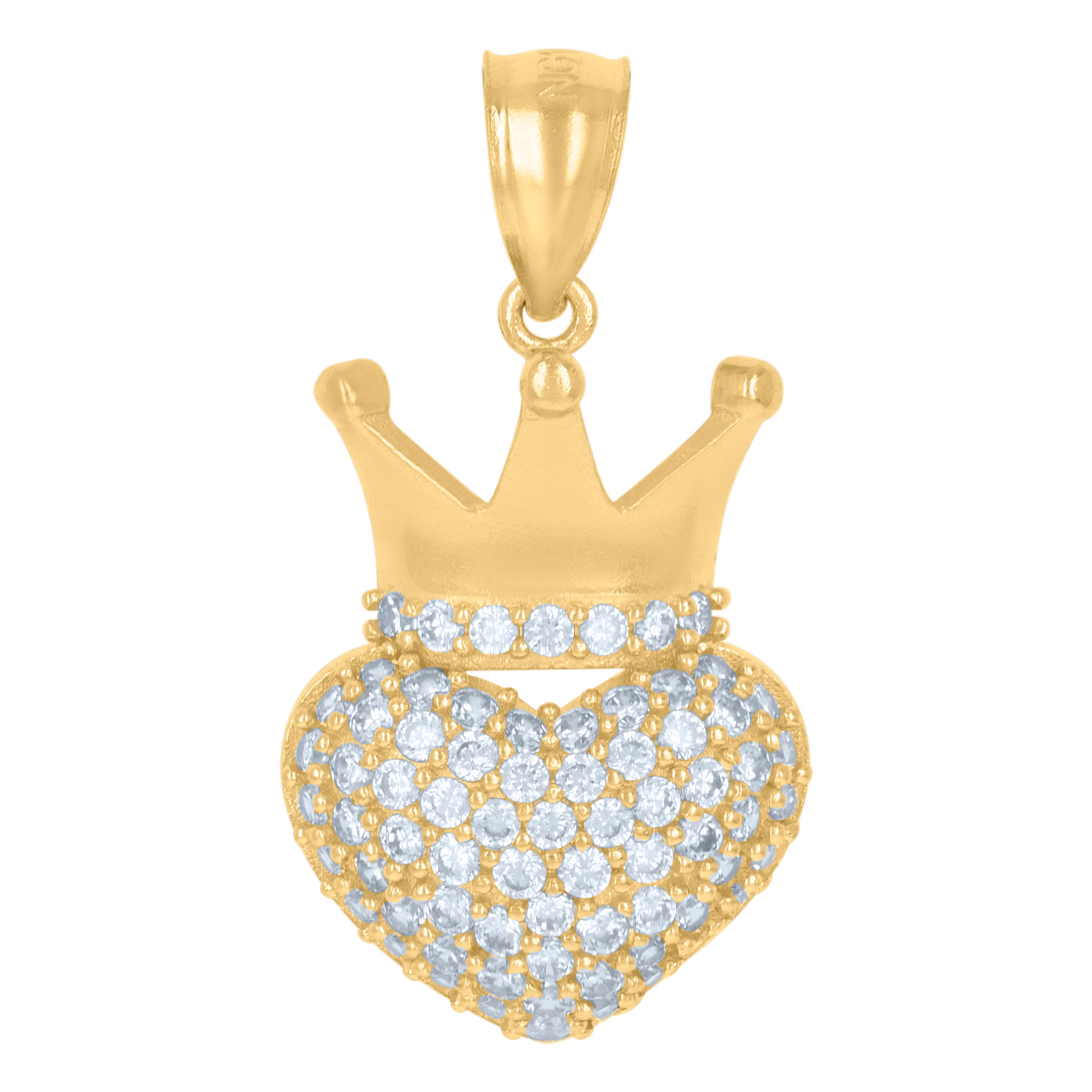 10kt Yellow Gold Womens Cubic-Zirconia Heart Charm Pendant