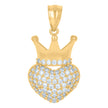 10kt Yellow Gold Womens Cubic-Zirconia Heart Charm Pendant