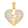 10kt Yellow Gold Womens Cubic-Zirconia Heart Charm Pendant