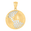 10kt Yellow Gold Mens Cubic-Zirconia World Map Charm Pendant