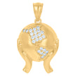 10kt Yellow Gold Mens Cubic-Zirconia World Map Charm Pendant