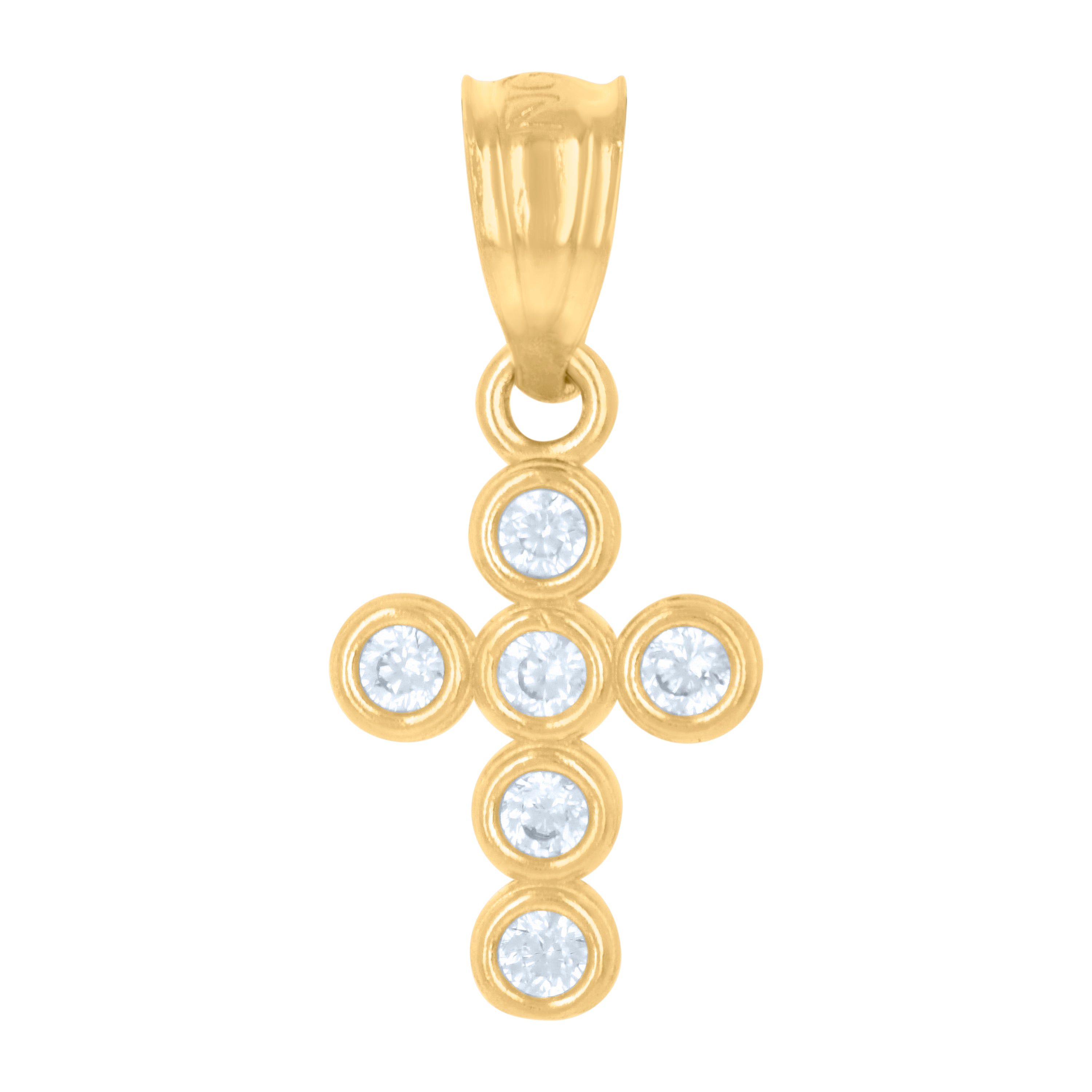10kt Yellow Gold Womens Cubic-Zirconia Cross Religious Charm Pendant