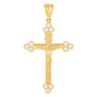 10kt Yellow Gold Unisex Cubic-Zirconia Crucifix Cross Religious Charm Pendant