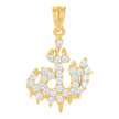 10kt Yellow Gold Unisex Cubic-Zirconia ALLAH Symbol Religious Charm Pendant