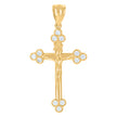 10kt Yellow Gold Unisex Cubic-Zirconia Crucifix Cross Religious Charm Pendant