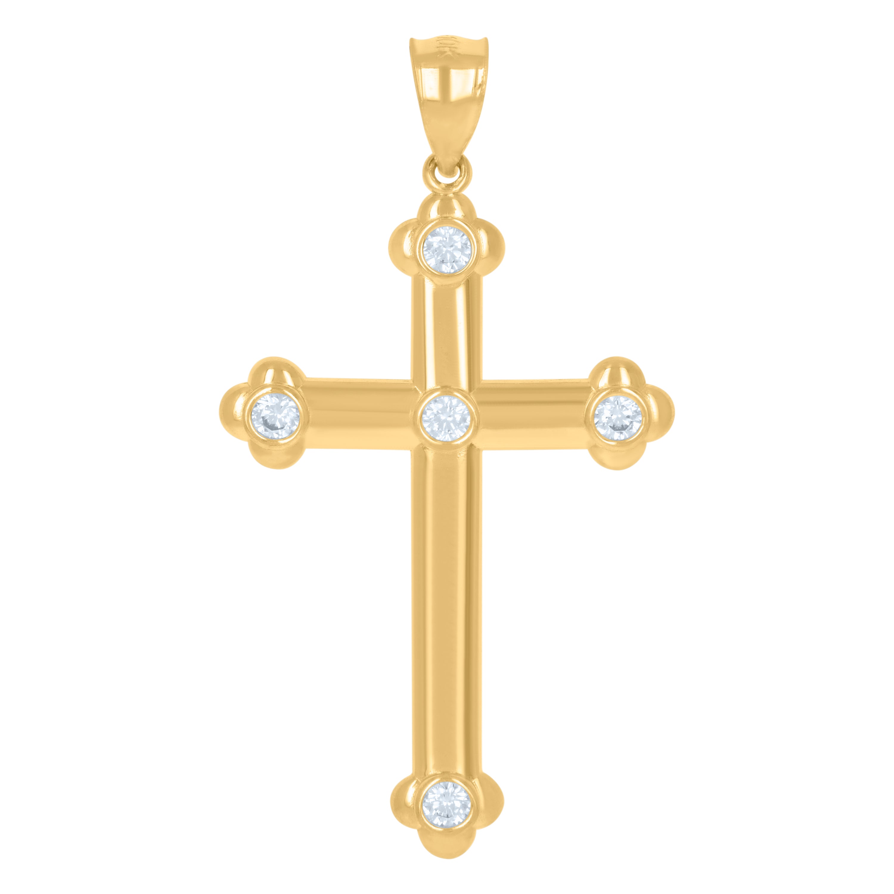 10kt Yellow Gold Unisex Cubic-Zirconia Cross Religious Charm Pendant