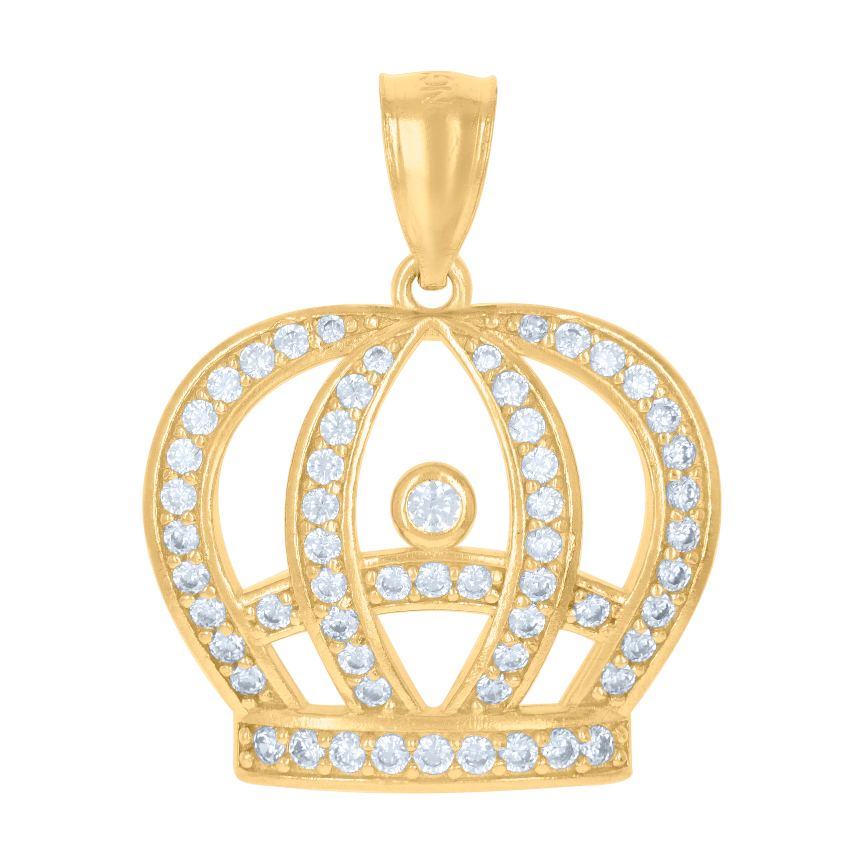 10kt Yellow Gold Mens Cubic-Zirconia Crown Fashion Charm Pendant