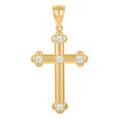 10kt Yellow Gold Unisex Cubic-Zirconia Cross Religious Charm Pendant