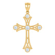 10kt Yellow Gold Unisex Cubic-Zirconia Cross Religious Charm Pendant