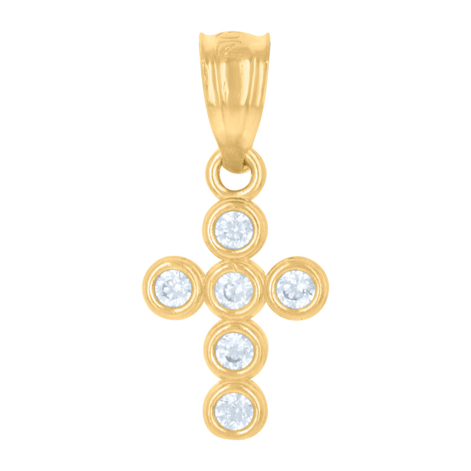 10kt Yellow Gold Womens Cubic-Zirconia Cross Religious Charm Pendant