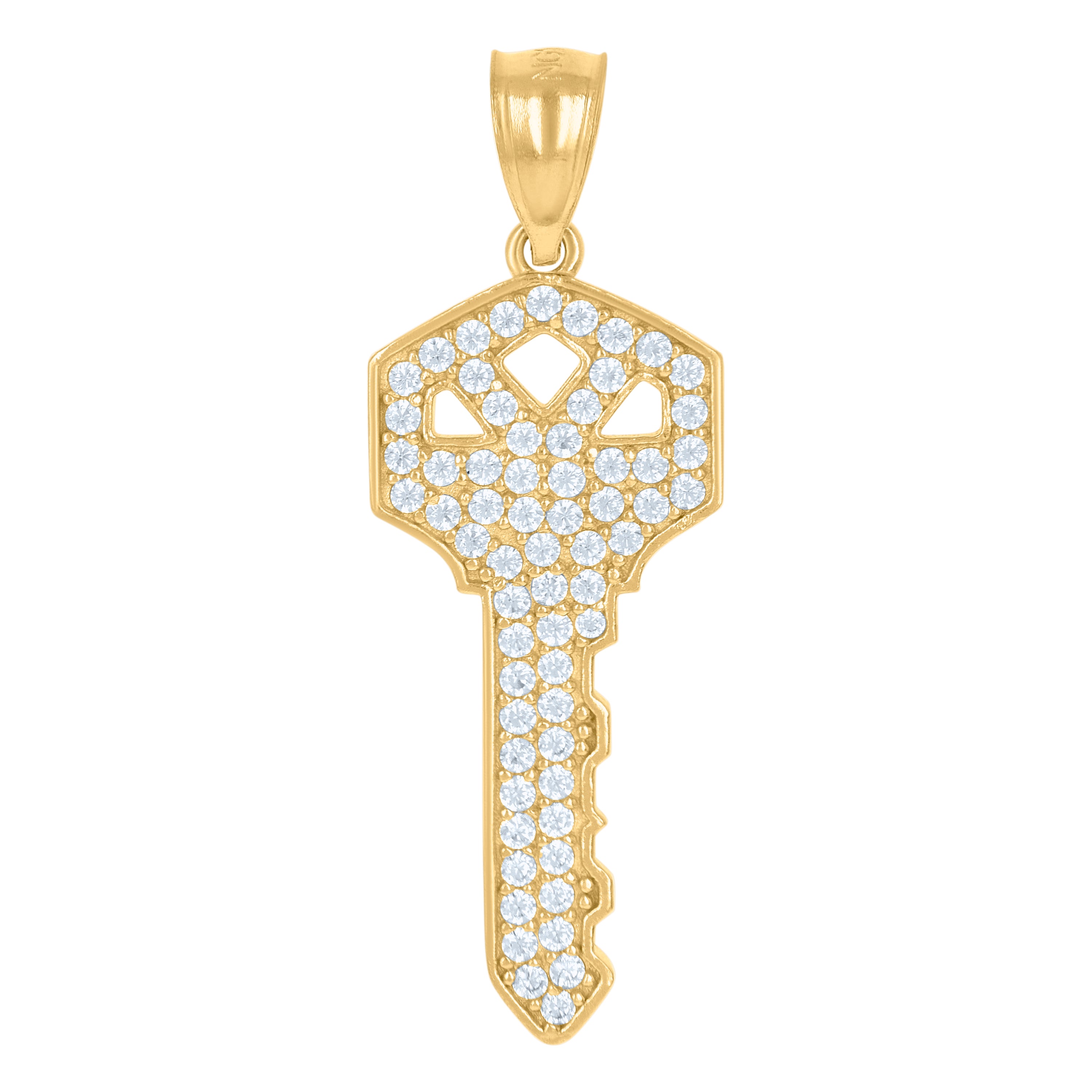 10kt Yellow Gold Mens Cubic-Zirconia Key Charm Pendant