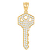 10kt Yellow Gold Mens Cubic-Zirconia Key Charm Pendant