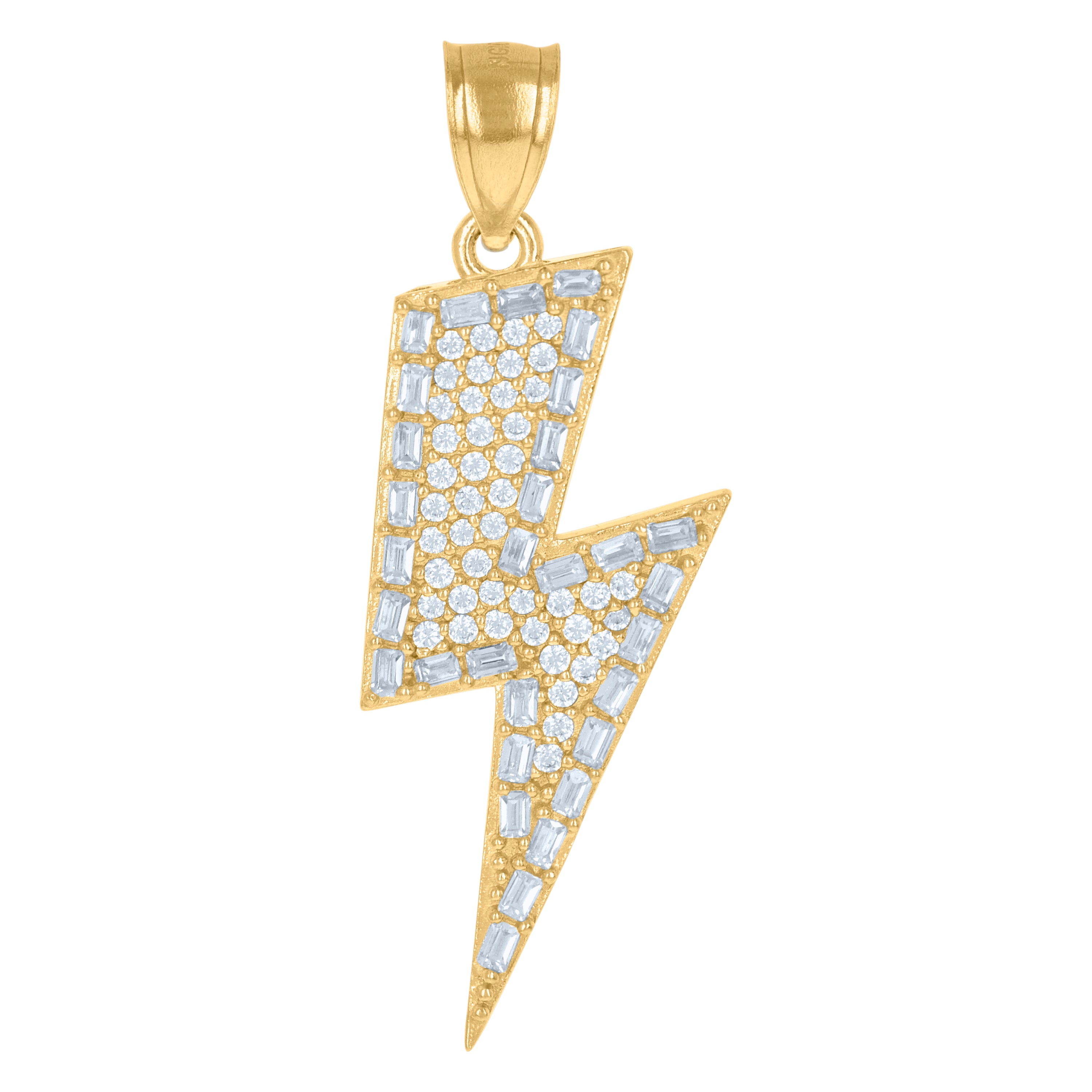 10kt Yellow Gold Mens Cubic-Zirconia Lightning Bolt Fashion Charm Pendant