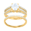 10kt Yellow Gold Womens Cubic-Zirconia Duo Bridal Ring Set