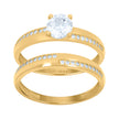 10kt Yellow Gold Womens Cubic-Zirconia Duo Bridal Ring Set