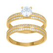 10kt Yellow Gold Womens Cubic-Zirconia Duo Bridal Ring Set