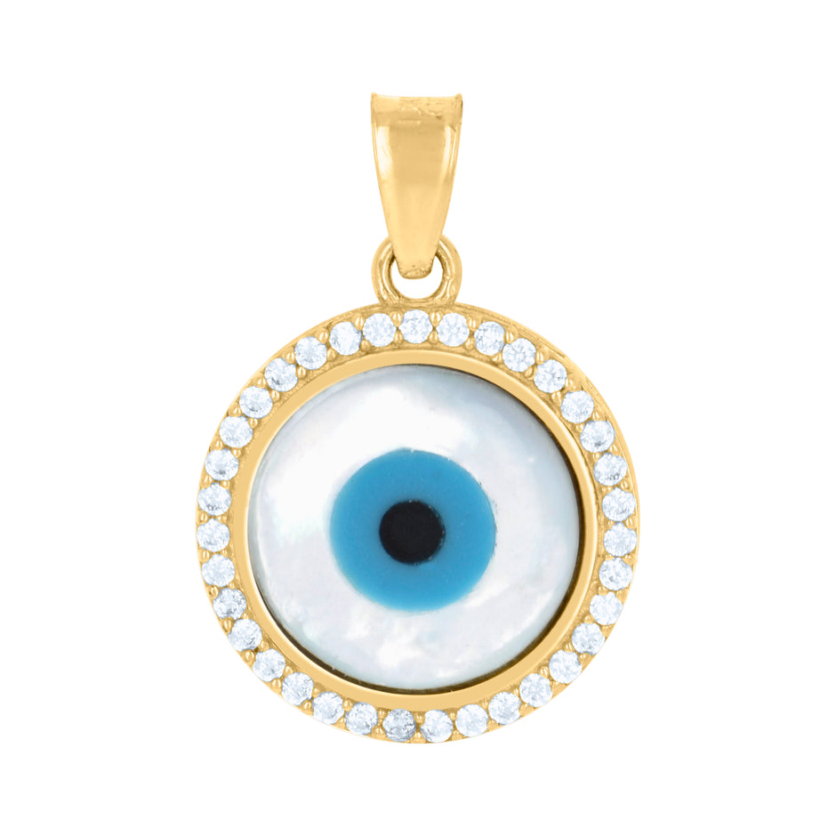 10kt Yellow Gold Unisex Evil Eye Good Luck Charm Pendant