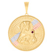 10kt Tri-Color Gold Mens Red Cubic-Zirconia St. Barbara Saints Religious Charm Pendant