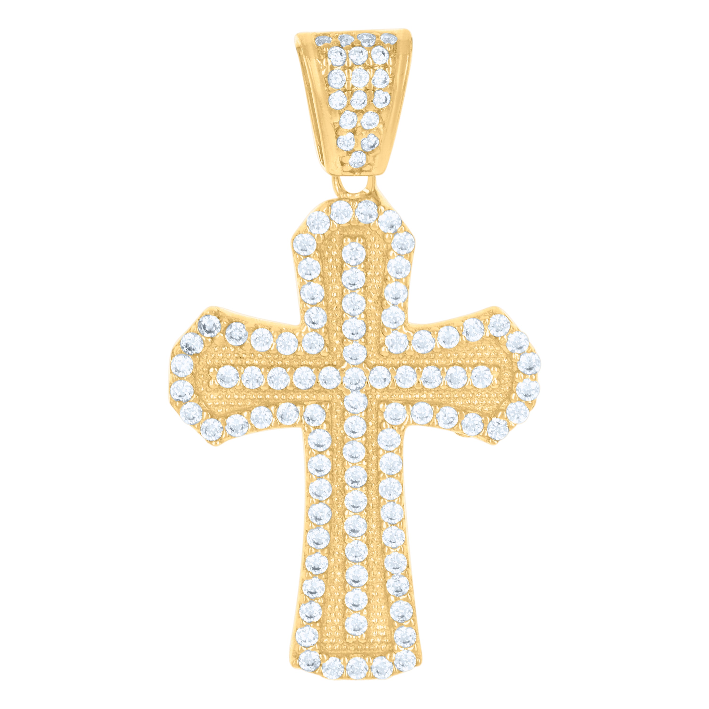 10kt Yellow Gold Mens Cubic-Zirconia Cross Religious Charm Pendant