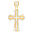 10kt Yellow Gold Mens Cubic-Zirconia Cross Religious Charm Pendant