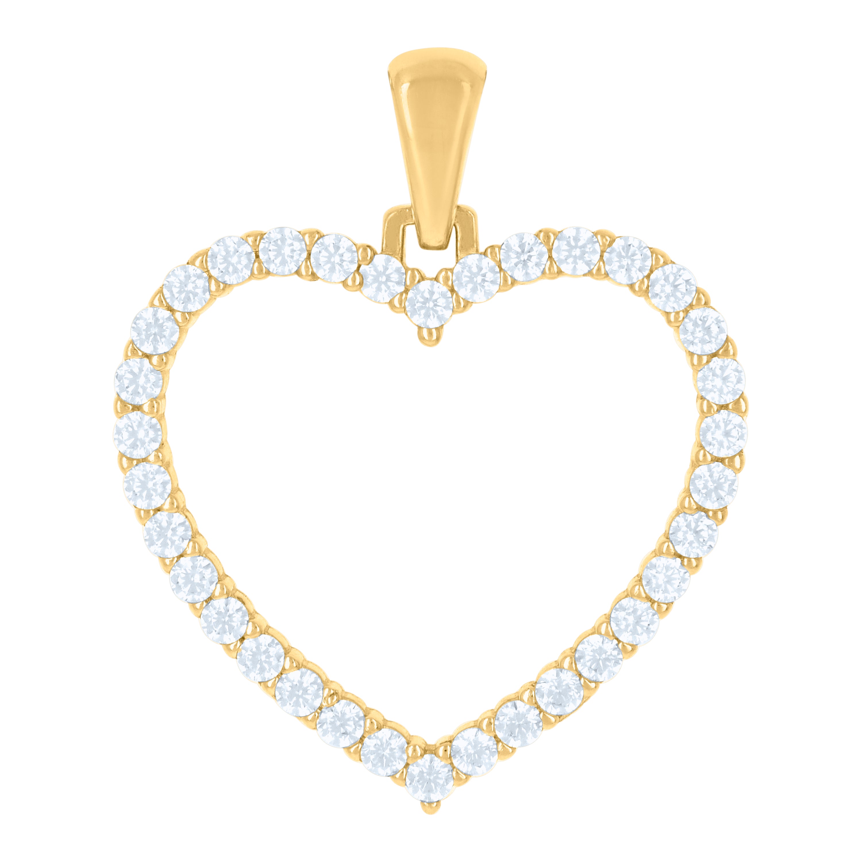 10kt Yellow Gold Womens Cubic-Zirconia Heart Charm Pendant