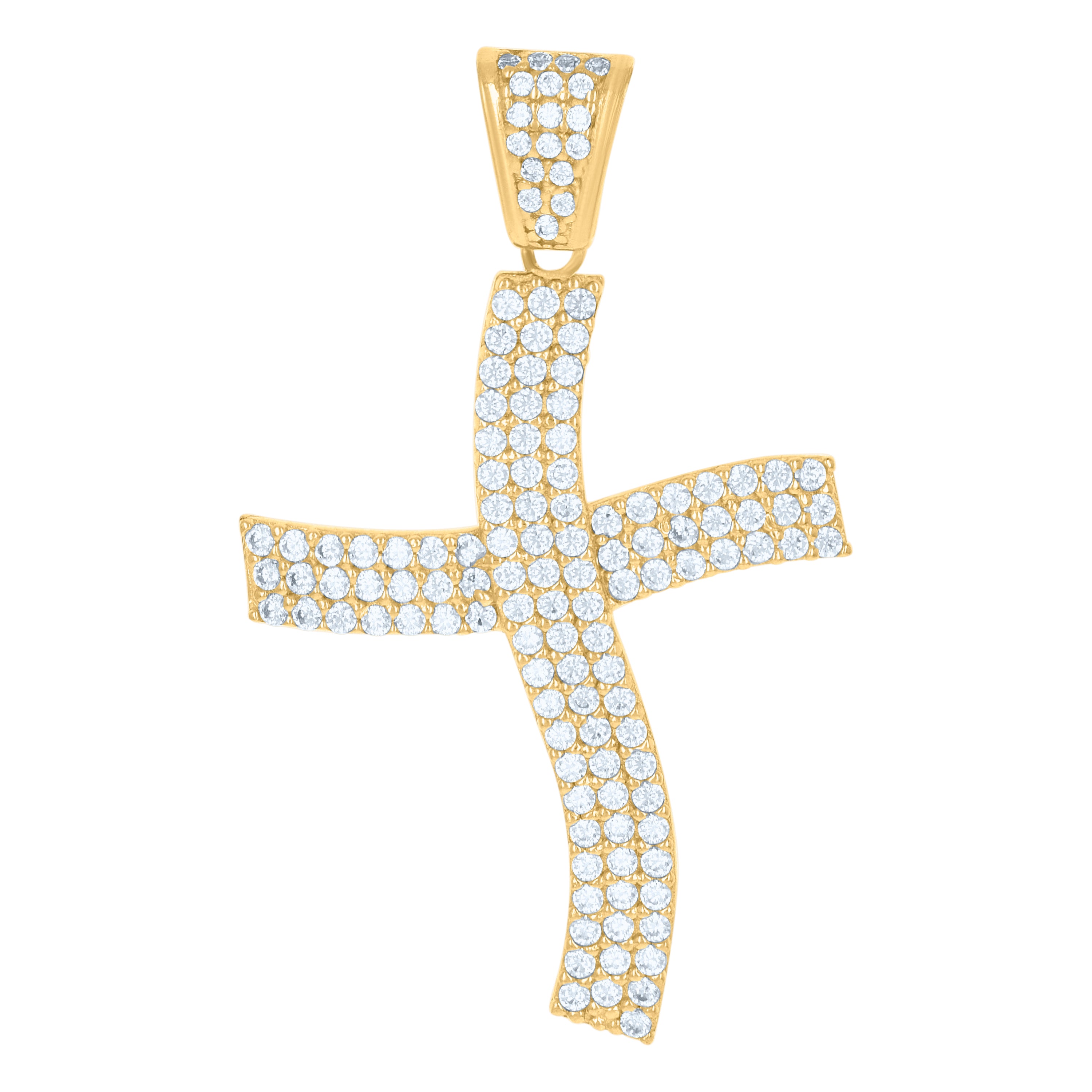 10kt Yellow Gold Unisex Cubic-Zirconia Cross Religious Charm Pendant