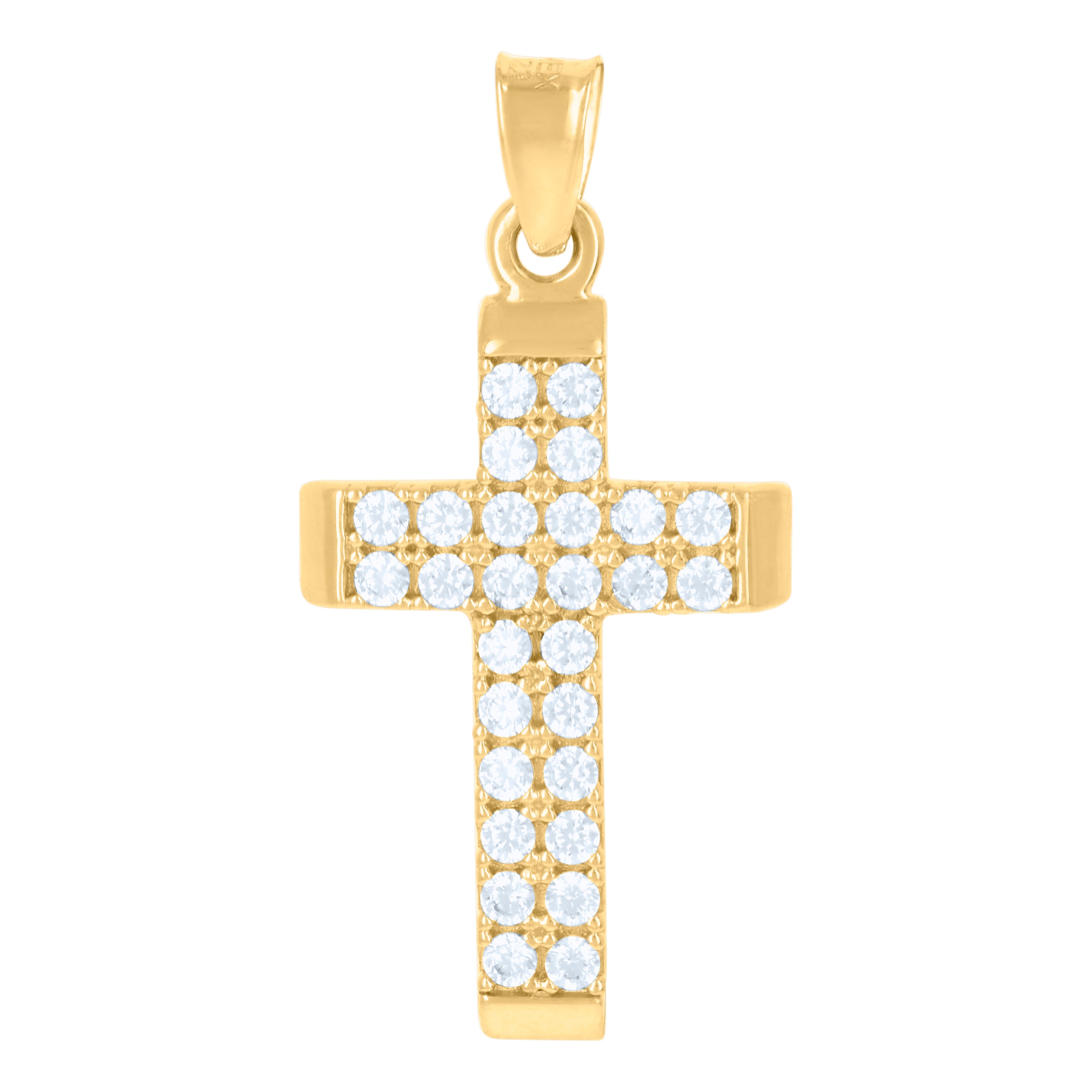 10kt Yellow Gold Womens Cubic-Zirconia Cross Religious Charm Pendant