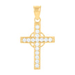 10kt Yellow Gold Womens Cubic-Zirconia Cross Religious Charm Pendant