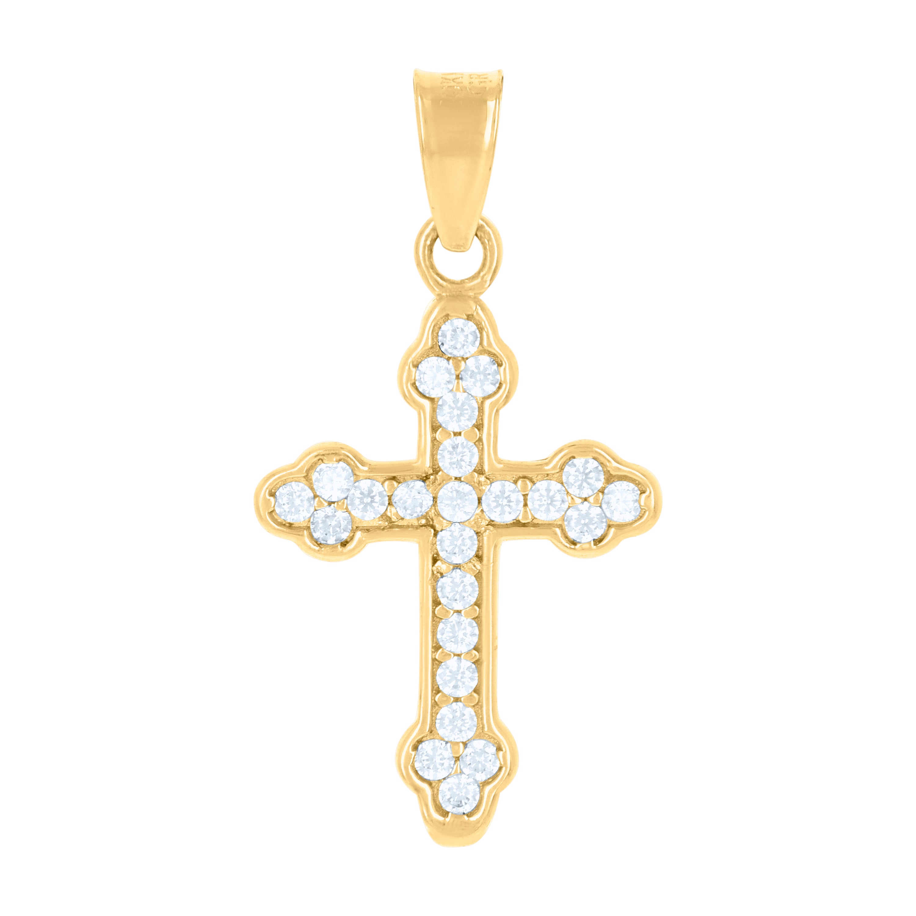 10kt Yellow Gold Womens Cubic-Zirconia Cross Religious Charm Pendant