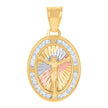 10kt Tri-Color Gold Womens Cubic-Zirconia Crucifix Jesus Religious Charm Pendant