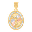 10kt Tri-Color Gold Womens Cubic-Zirconia Crucifix Jesus Religious Charm Pendant