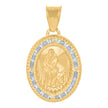 10kt Yellow Gold Unisex Cubic-Zirconia Medallion St. Lazarus Religious Charm Pendant