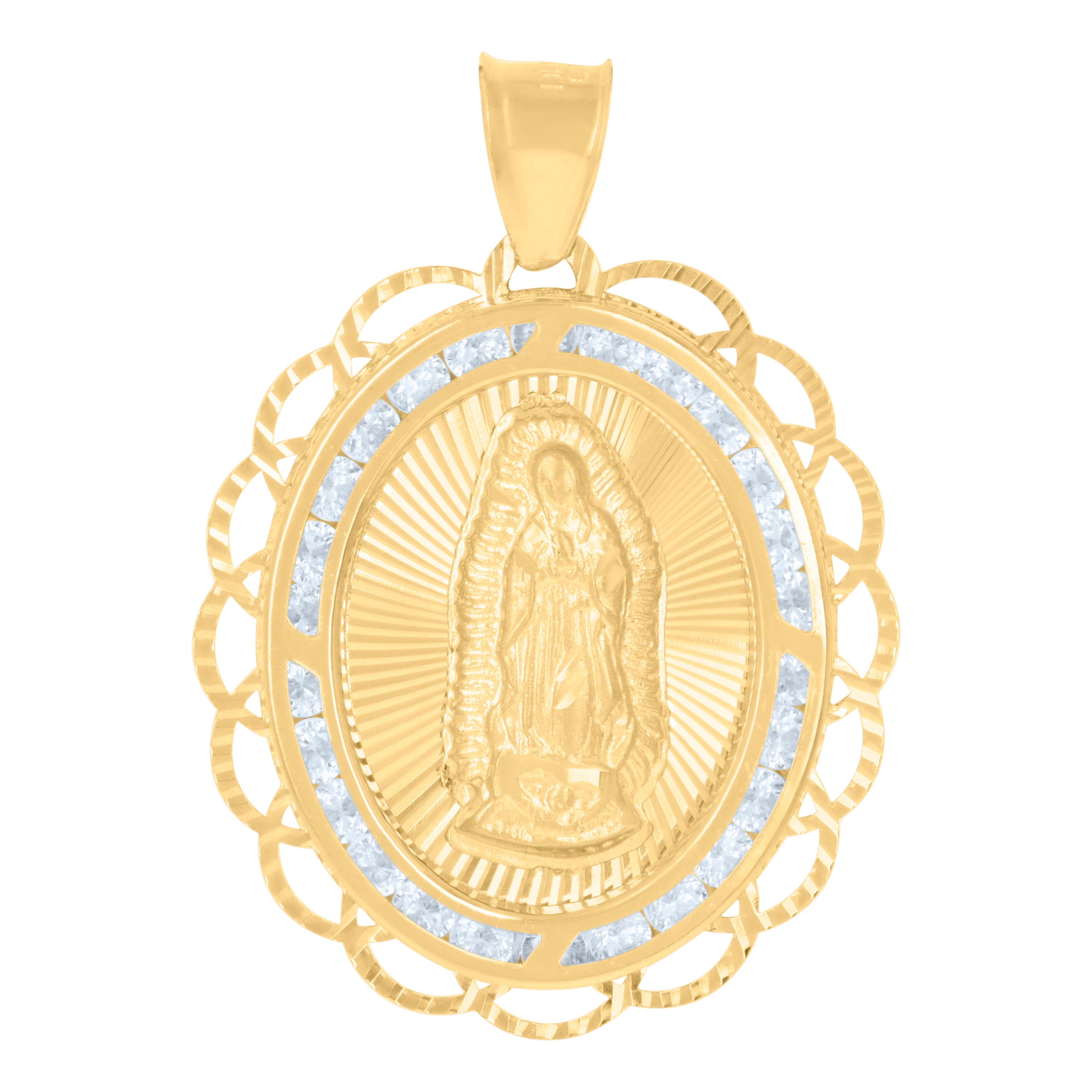 10kt Yellow Gold Womens Cubic-Zirconia Guadalupe Religious Charm Pendant