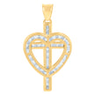 10kt Yellow Gold Womens Cubic-Zirconia Heart Cross Religious Charm Pendant