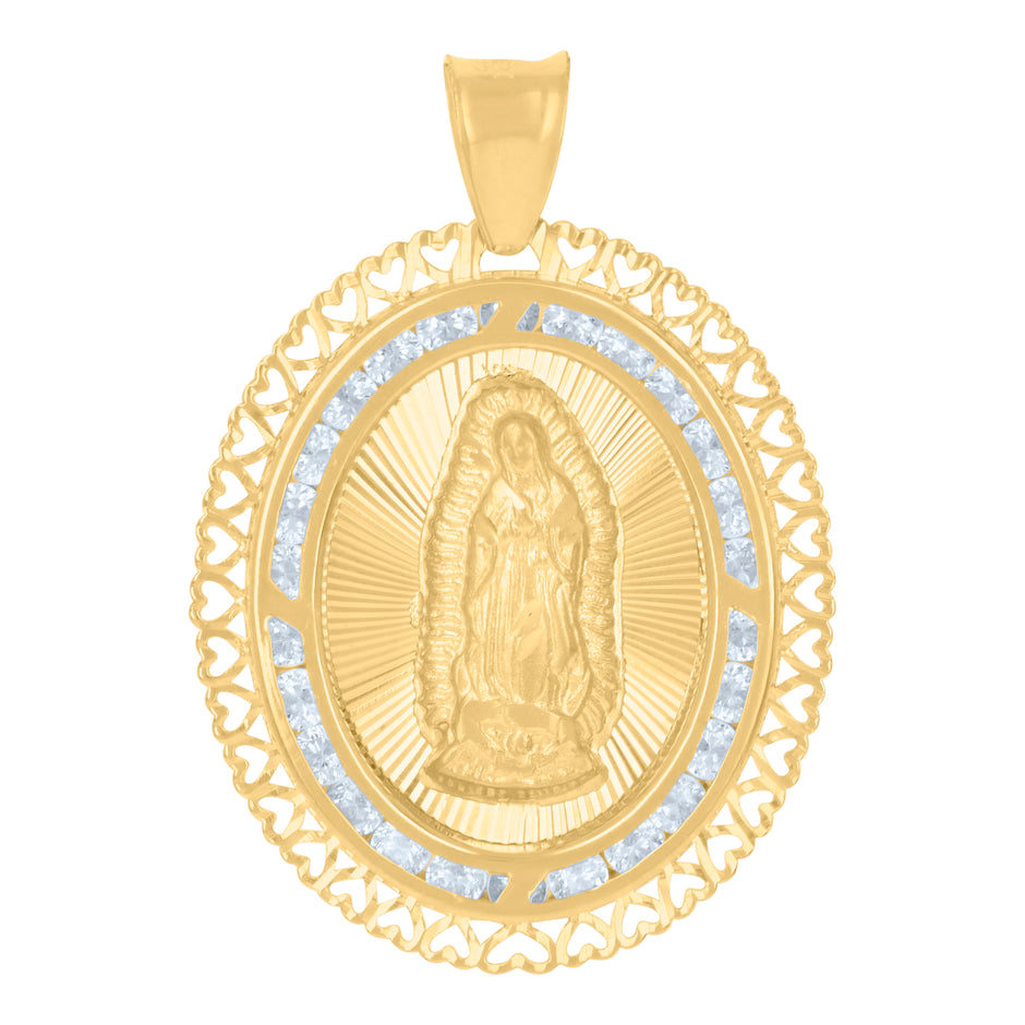 10kt Yellow Gold Womens Cubic-Zirconia Guadalupe Religious Charm Pendant