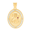10kt Yellow Gold Womens Red White Cubic-Zirconia St. Barbara Religious Charm Pendant