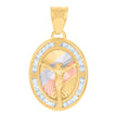 10kt Tri-Color Gold Womens Cubic-Zirconia Crucifix Jesus Religious Charm Pendant