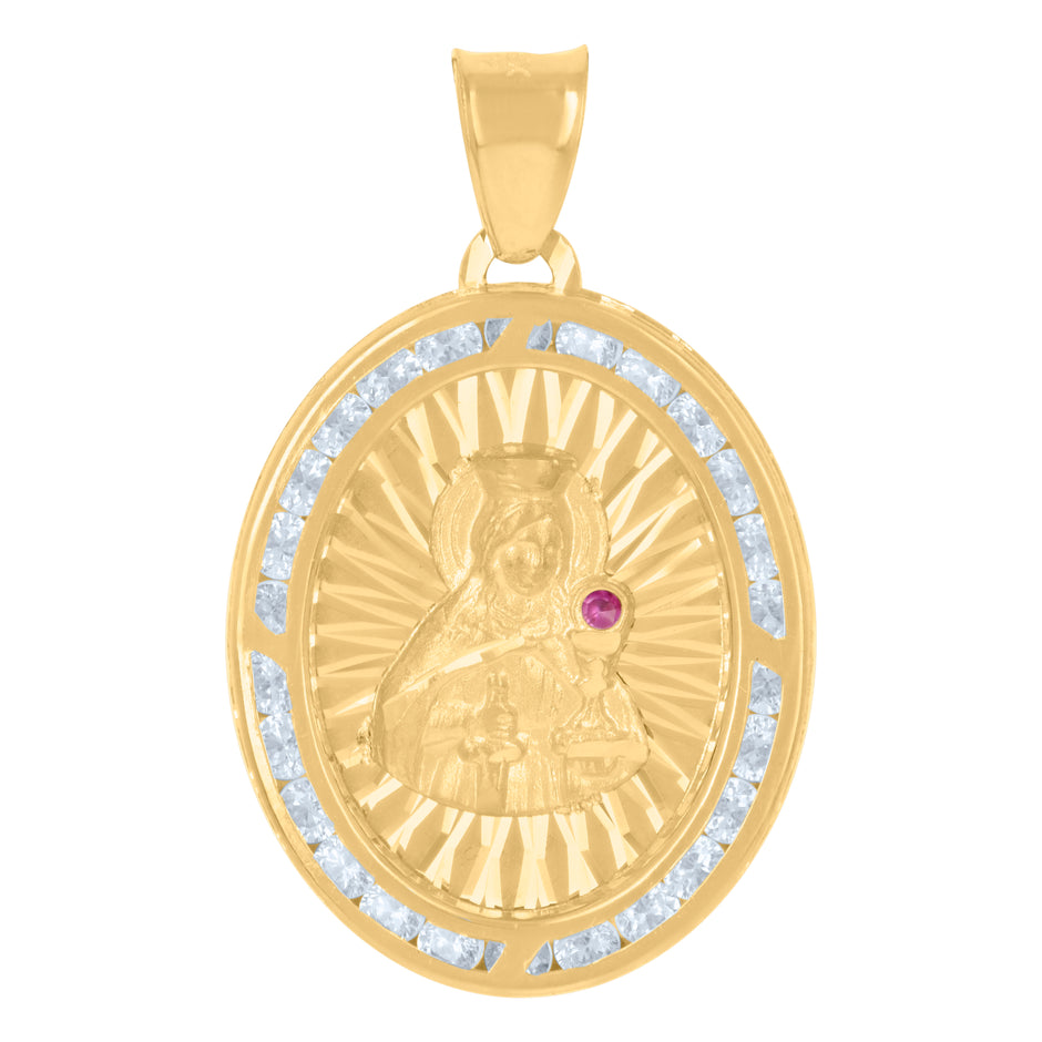 10kt Two-Tone Gold Unisex Cubic-Zirconia Crucifix Jesus Religious Charm Pendant