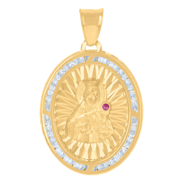10kt Two-Tone Gold Unisex Cubic-Zirconia Crucifix Jesus Religious Charm Pendant