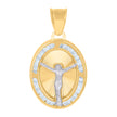 10kt Two-Tone Gold Womens Cubic-Zirconia Crucifix Jesus Religious Charm Pendant