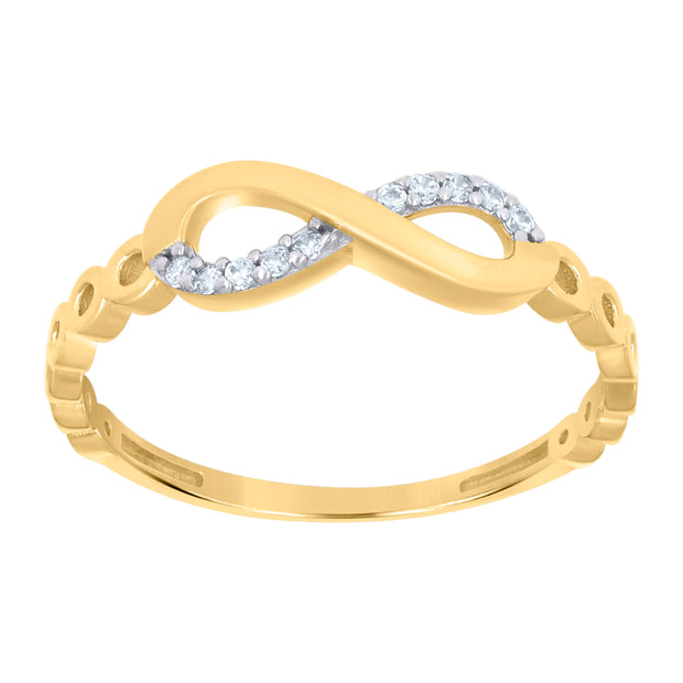 10kt Two-Tone Gold Womens Cubic-Zirconia Love Symbol Infinity Ring