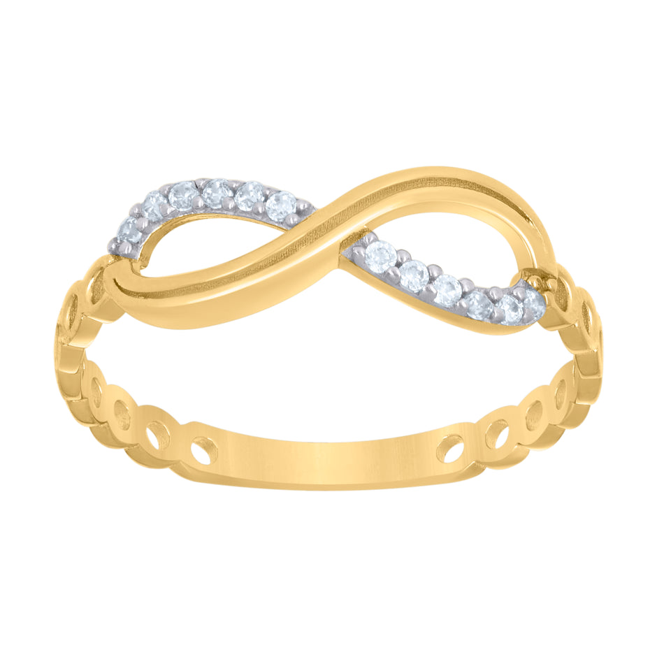 10kt Two-Tone Gold Womens Cubic-Zirconia Love Symbol Infinity Ring